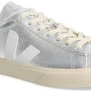 Brand New Veja Silver Sneakers with White Accents